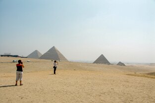 Blick auf die Pyramiden von Gizeh